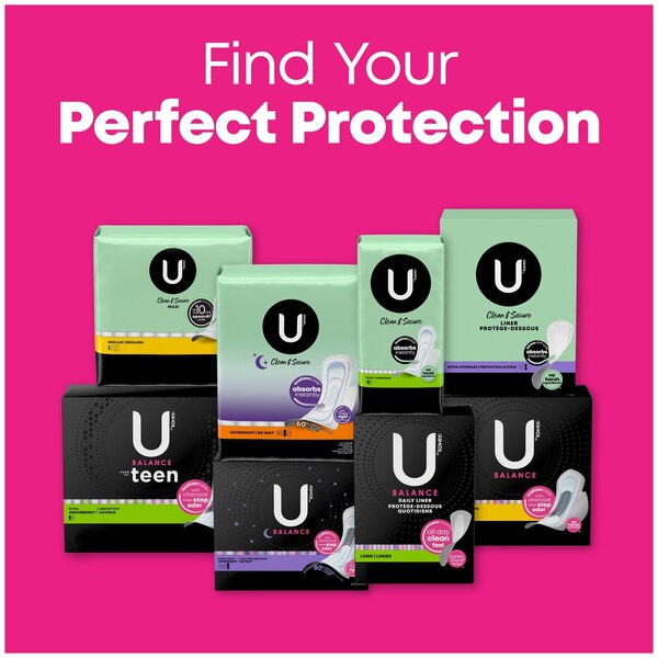 U by Kotex CleanWear Ultra Thin Pads with Wings, Heavy Flow, Fragrance-Free, 16 Count