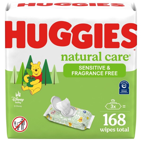 Huggies Natural Care Sensitive Baby Wipes, Unscented, 3 Flip-Top Packs (168 Wipes Total)