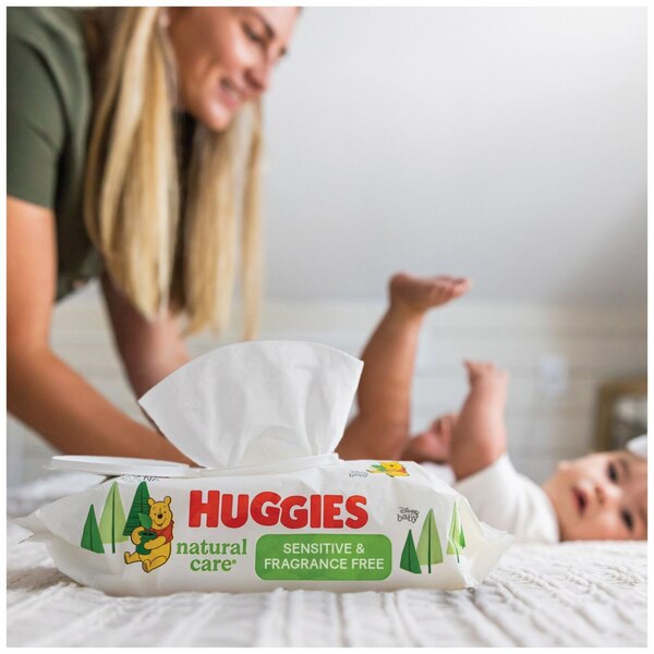 Huggies Natural Care Sensitive Baby Wipes, Unscented, 3 Flip-Top Packs (168 Wipes Total)