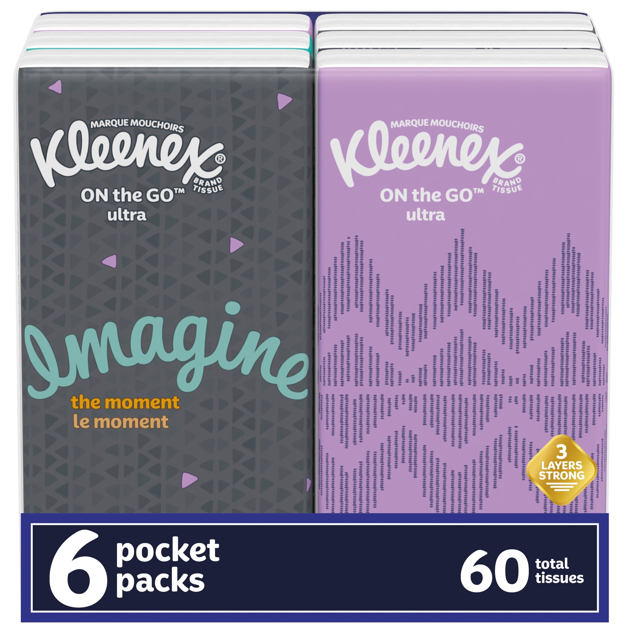 Kleenex On-the-Go Facial Tissues, 3-Ply, 10 Tissues per Box