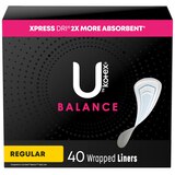 U by Kotex Balance Wrapped Panty Liners, Regular, 40 CT, thumbnail image