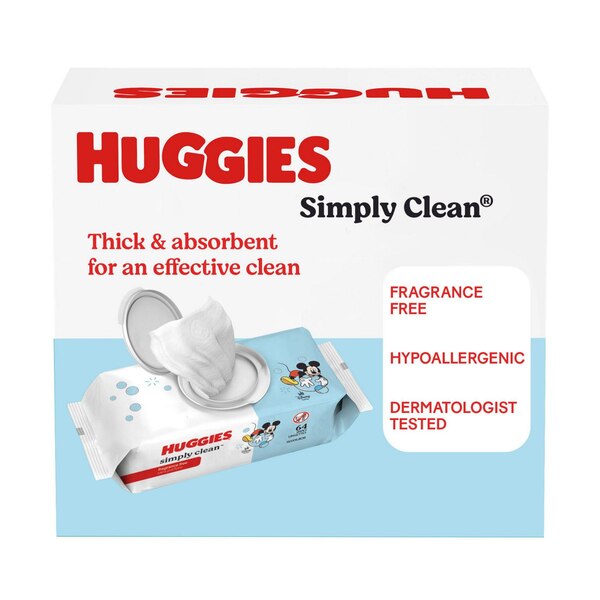 Huggies Simply Clean Baby Wipes, 64 CT