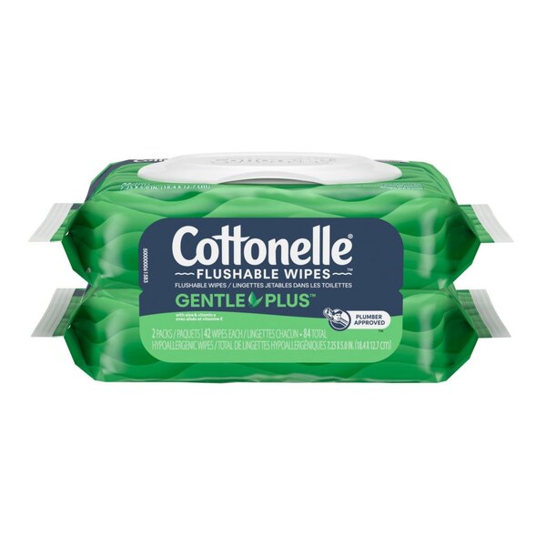 Cottonelle GentlePlus Flushable Wet Wipes, 2 ct (84 wipes total)