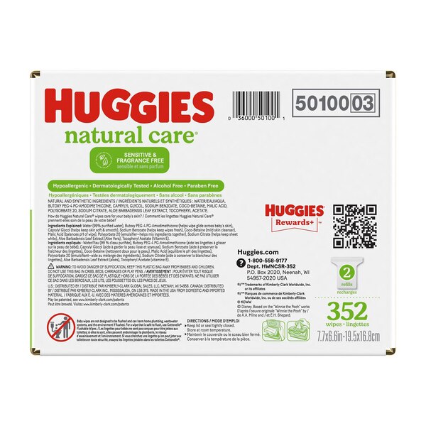 HUGGIES NATURAL CARE SENSITIVE & FF BABY WIPES 2PK