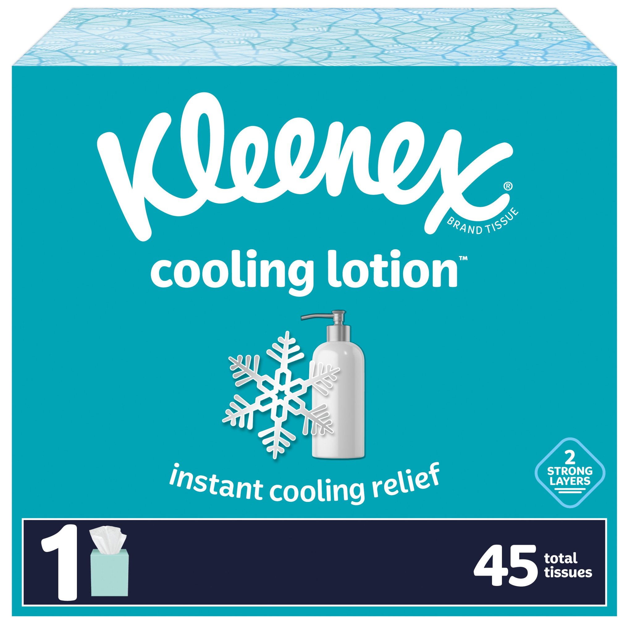 Kleenex Cooling Lotion Facial Tissues, 1 Cube Box