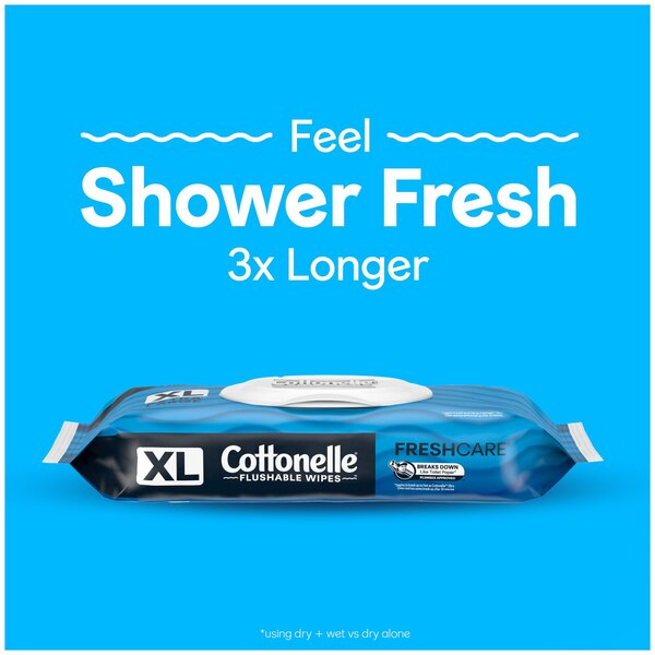Cottonelle XL Flushable Wet Wipes, Adult Wipes Large, 1 Flip-Top Pack, 45 Wipes per Pack
