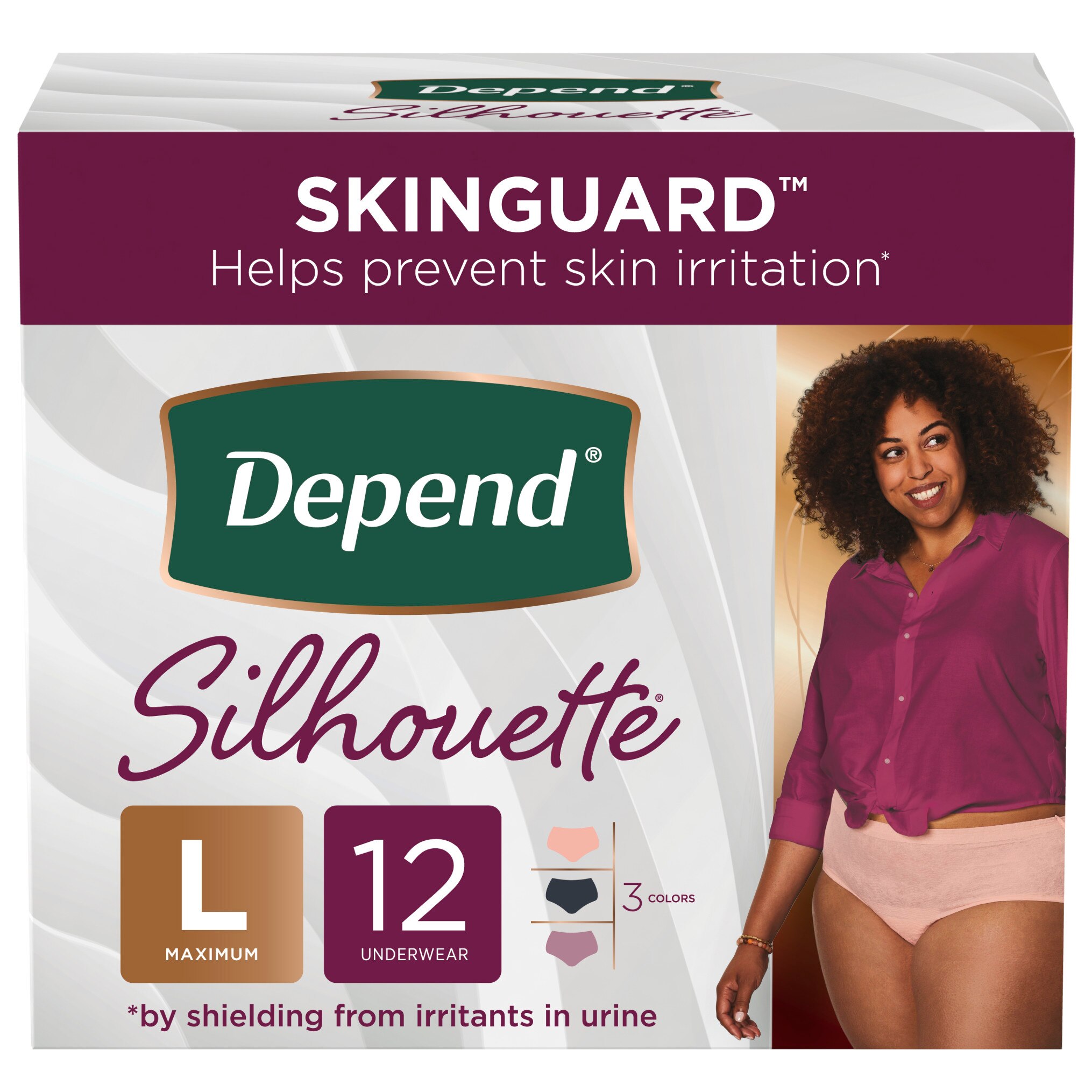 Depend Silhouette Adult Incontinence Underwear for Women Maximum Absorbency Pink