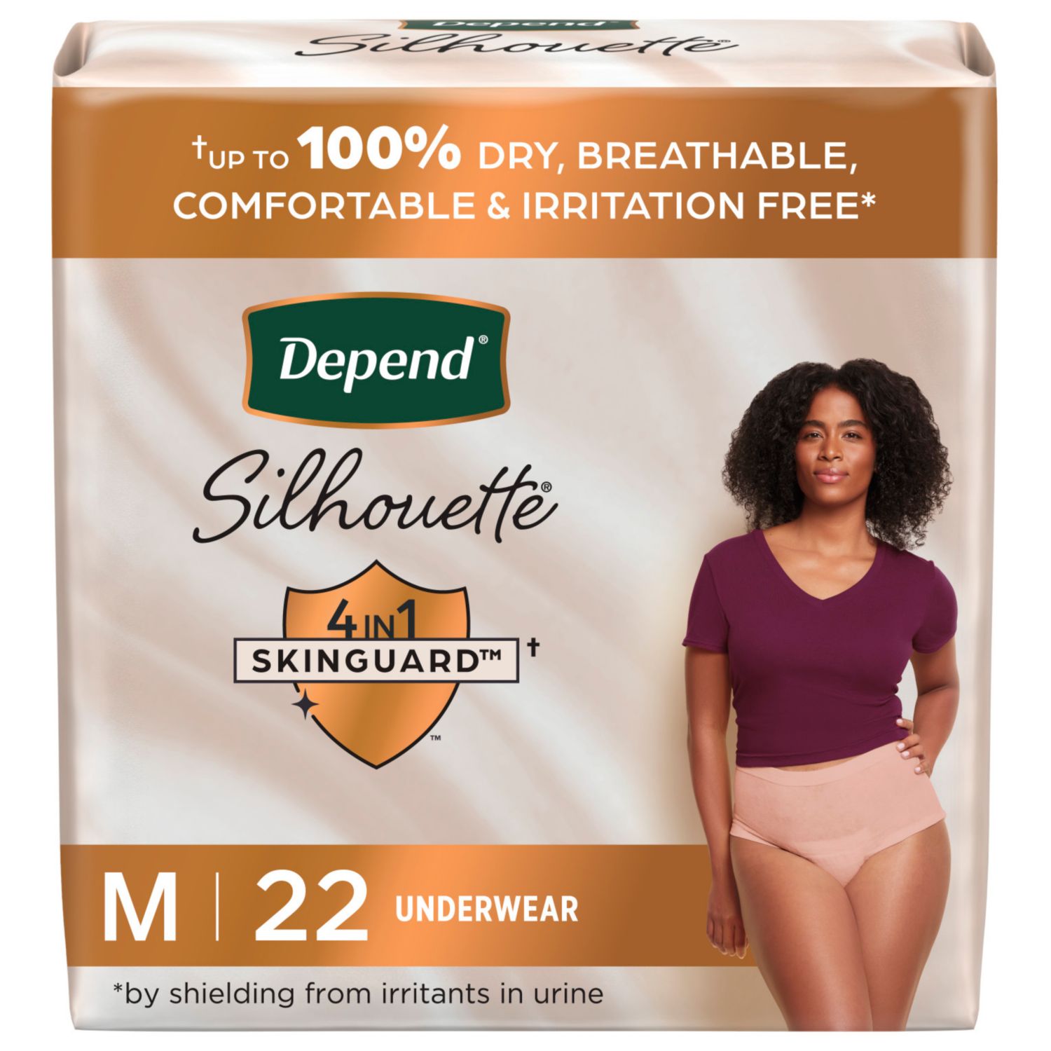 Depend Silhouette Adult Incontinence and Postpartum Underwear for Women Maximum Absorbency, Medium, Pink, 22 CT