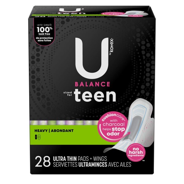 U by Kotex Ultra Thing Teen Pads, with Wings, Unscented, Extra Absorbency