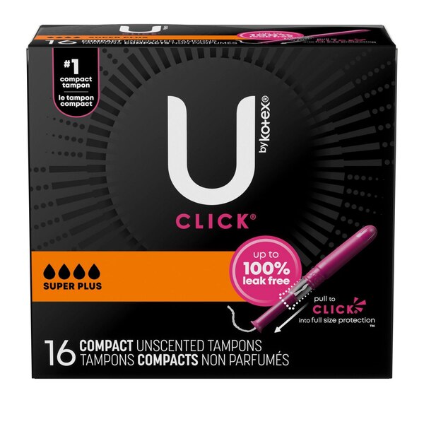 U by Kotex Click Compact Tampons, Unscented, Super Plus