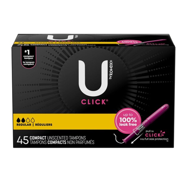 U by Kotex Click Compact Tampons, Unscented, Regular