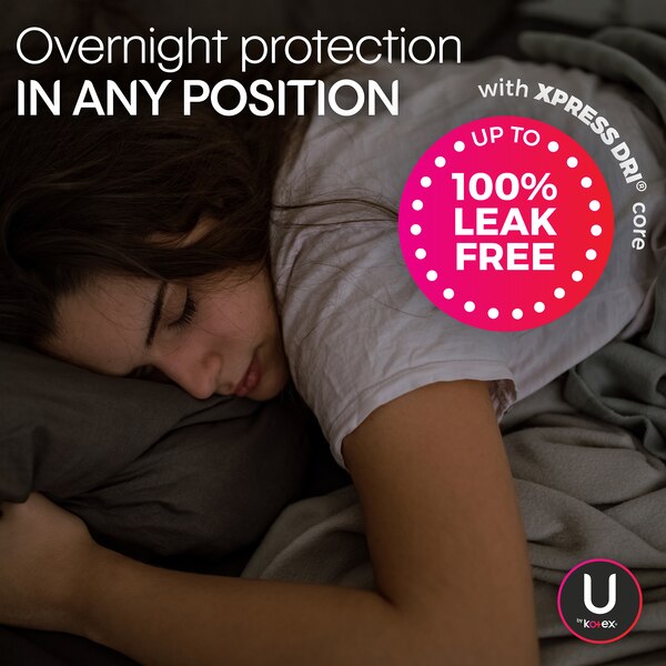 U by Kotex Ultra Thing Teen Pads with Wings, Unscented, Overnight