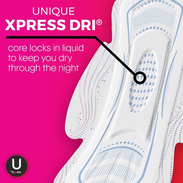 U by Kotex Ultra Thing Teen Pads with Wings, Unscented, Overnight