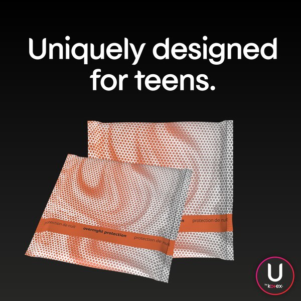 U by Kotex Ultra Thing Teen Pads with Wings, Unscented, Overnight