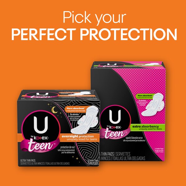 U by Kotex Ultra Thing Teen Pads with Wings, Unscented, Overnight