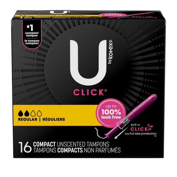 U by Kotex Click Compact Tampons, Unscented, Regular