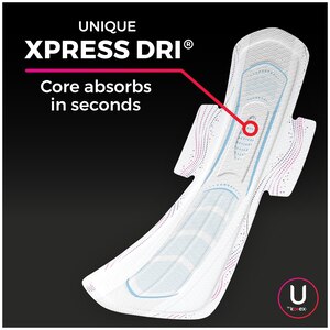 U by Kotex AllNighter Ultra Thin Pads with Wings, Unscented, Overnight