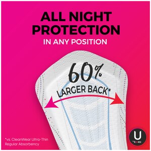 U by Kotex AllNighter Ultra Thin Pads with Wings, Unscented, Overnight