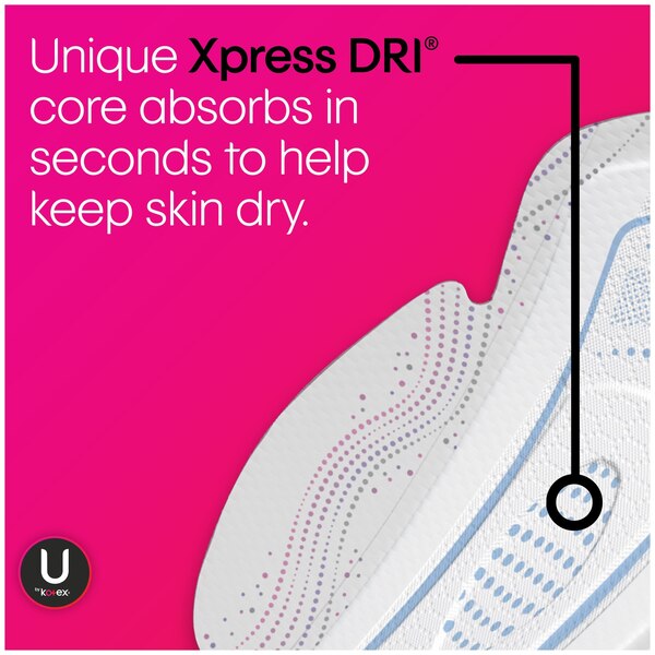 U by Kotex CleanWear Ultra Thin Pads with Wings, Unscented, Regular