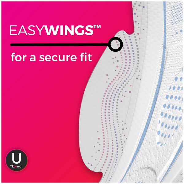 U by Kotex CleanWear Ultra Thin Pads with Wings, Unscented, Regular