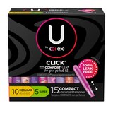 U by Kotex Click Compact Multipack Tampons, Unscented, Regular/Super, thumbnail image 2 of 7