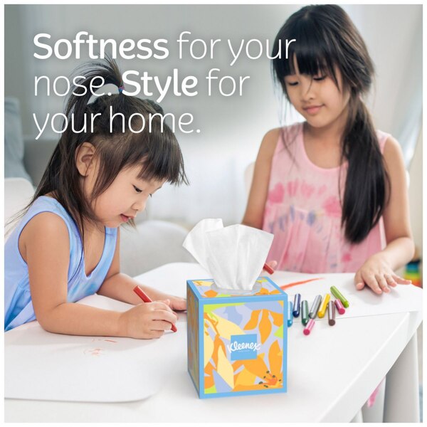 Kleenex Soothing Lotion Facial Tissue, Assorted Designs, 4 Cubes
