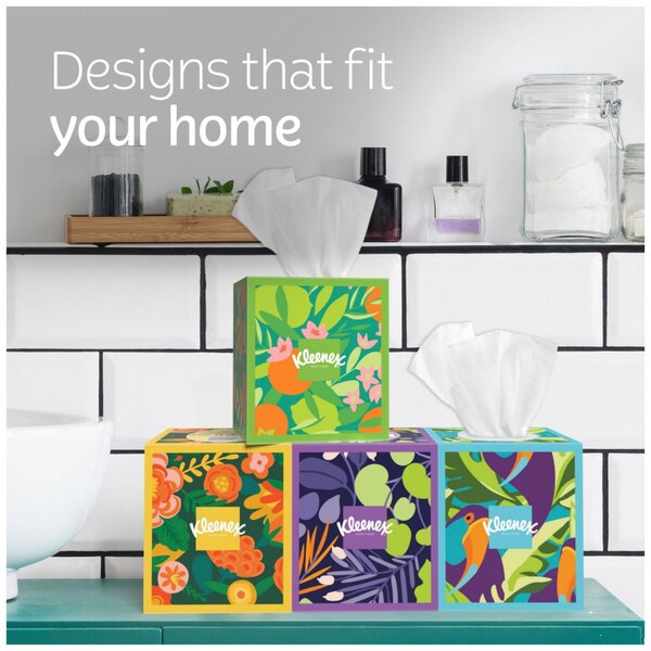 Kleenex Ultra Soft Facial Tissues, Assorted Designs, 4 Cubes