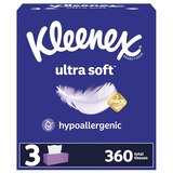 Kleenex Ultra Soft Facial Tissues, 3 Flat Boxes, 120 Tissues per Box, 3-Ply (360 Total Tissues), thumbnail image