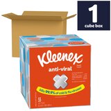 Kleenex Anti-Viral Facial Tissues, Classroom or Office Tissue, 1 Cube Box, 55 Tissues per Box, 3-Ply (55 Total Tissues), thumbnail image