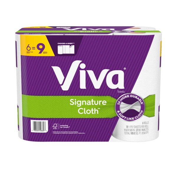 Viva Signature Cloth Choose-A-Sheet Paper Towels, 6 Big Rolls