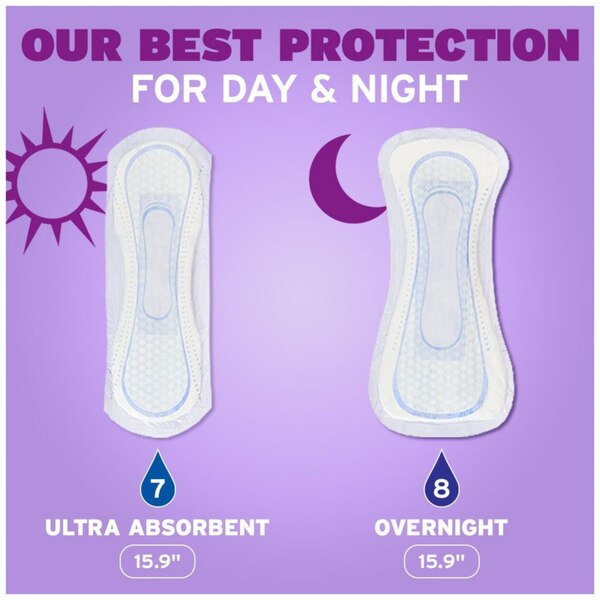 Poise Overnight Incontinence Pads for Women Ultimate Absorbency, 24 CT