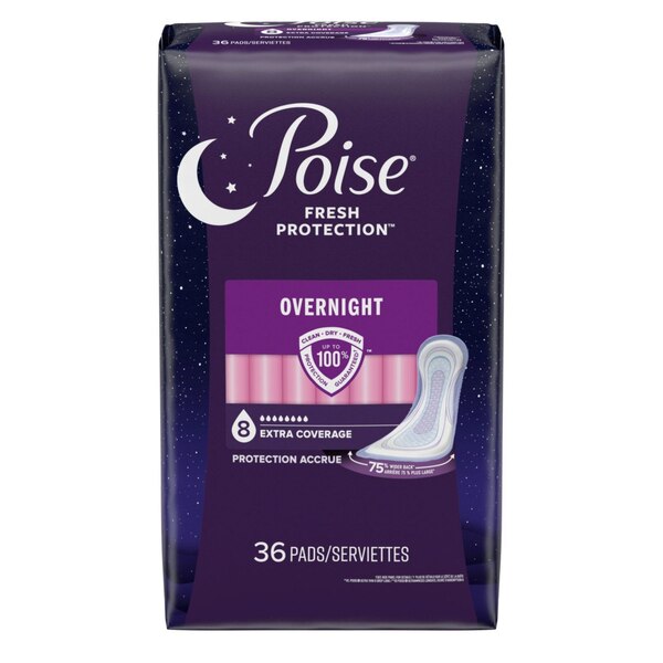 Poise Overnight Postpartum Incontinence Pads, Ultimate Absorbency, 39 CT