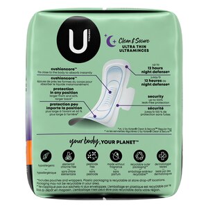 U by Kotex Clean & Secure Overnight with Wings