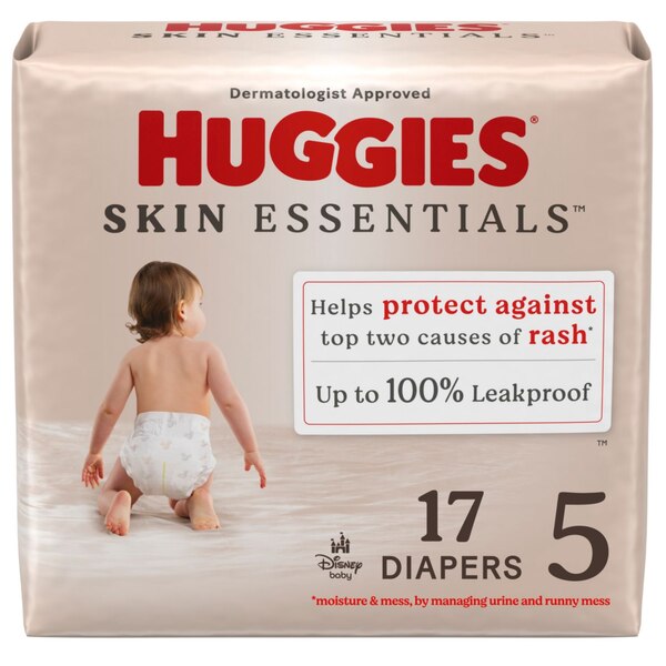 Huggies Skin Essentials Jumbo Pack Diaper, Size 5, 17 CT