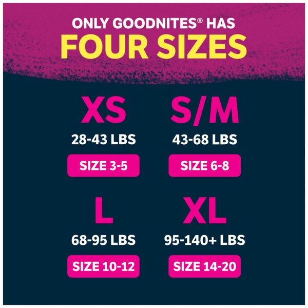 GOODNITES GIGAPK YOUTH PANT XL GIRL 28CT