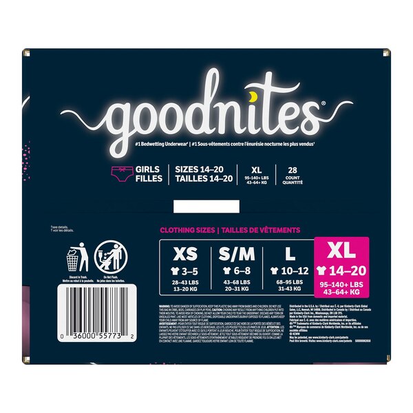 GOODNITES GIGAPK YOUTH PANT XL GIRL 28CT