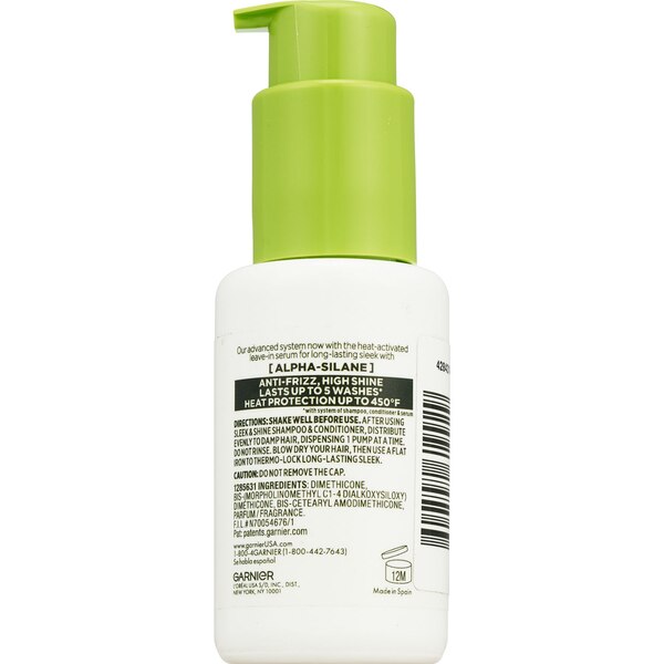 Garnier Fructis Sleek & Shine Sleek and Stay Heat Activated Serum, 1.69 OZ