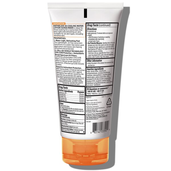 La Roche-Posay Anthelios Cooling Water-Lotion Sunscreen, SPF 60, 5 OZ