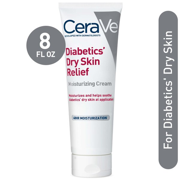 CeraVe - Crema humectante para el alivio de la piel seca en diabéticos, hidratación durante 48 horas, 8 oz