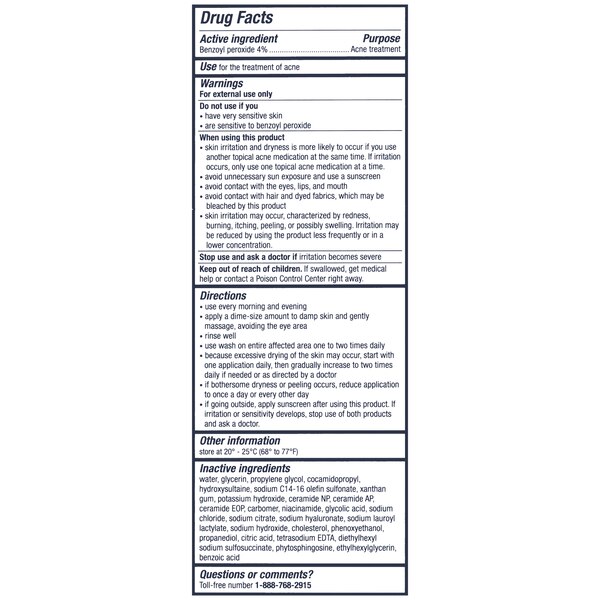 CeraVe Acne Foaming Cream Face Cleanser with 4% Benzoyl Peroxide, Hyaluronic Acid, and Niacinamide, Fragrance-Free, 5 OZ