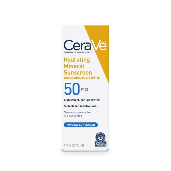 CeraVe Hydrating Sunscreen Lotion, Mineral Face Sunscreen, 2.5 OZ
