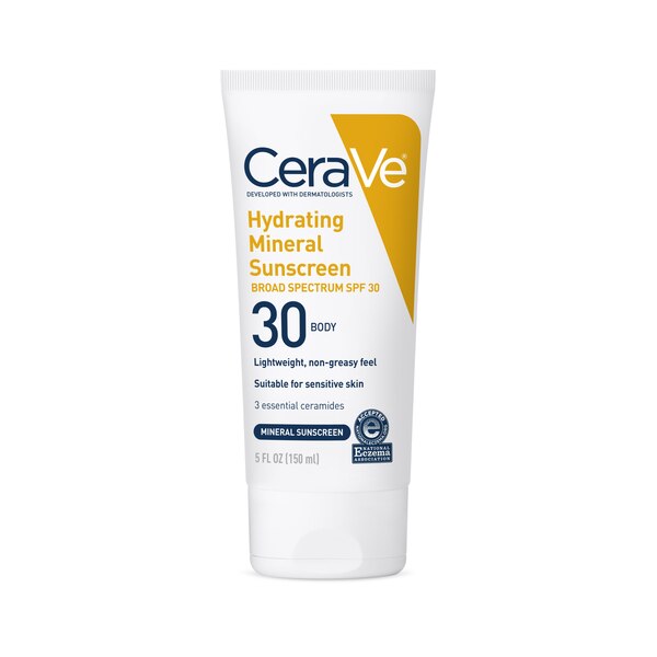 CeraVe Hydrating Sunscreen Lotion, Mineral Body Sunscreen, 5 OZ