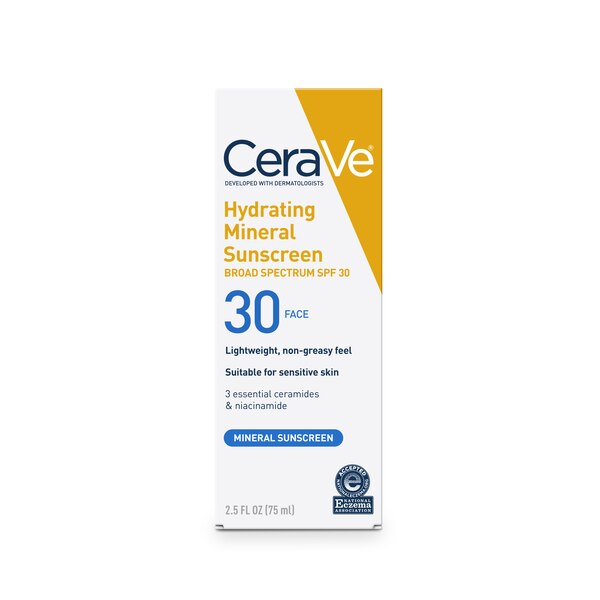CeraVe Hydrating Sunscreen Lotion, Mineral Face Sunscreen, 2.5 OZ