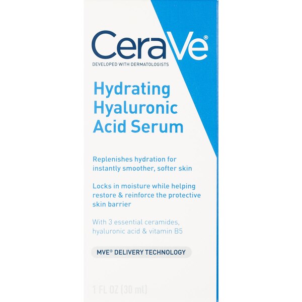 CeraVe Hydrating Hyaluronic Acid Face Serum for Normal to Dry Skin, 1 OZ
