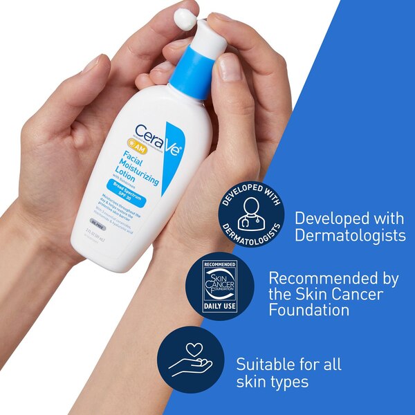 CeraVe AM Face Moisturizer with SPF 30,  for Oily to Dry Skin