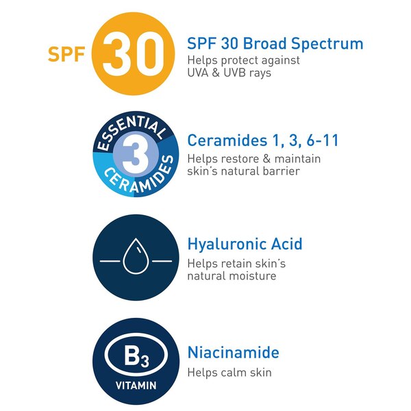 CeraVe AM Face Moisturizer with SPF 30,  for Oily to Dry Skin
