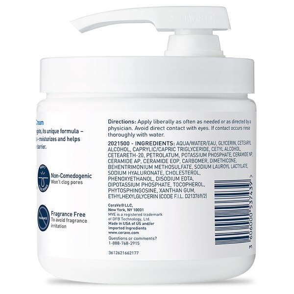CeraVe Moisturizing Cream with Pump, Body & Face Moisturizer, 16 OZ