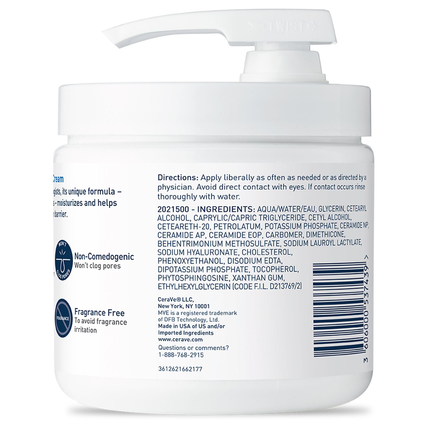 CeraVe Moisturizing Cream with Pump, Body & Face Moisturizer