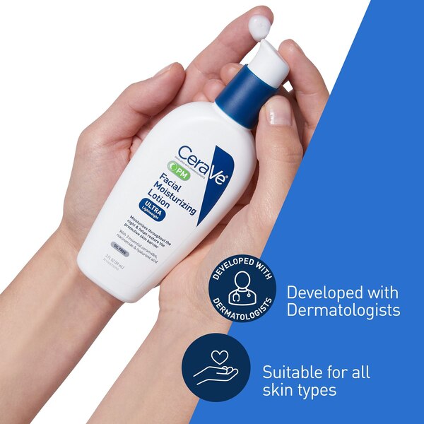 CeraVe PM Facial Moisturizing Lotion, Night Cream with Hyaluronic Acid & Niacinamide, Oil-Free, 3 OZ