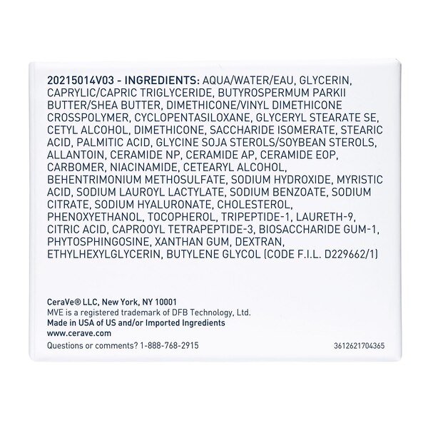CeraVe Skin Renewing Nighttime Face Cream; Normal to Dry Skin with Niacinamide, Peptides & Hyaluronic Acid, 1.7 OZ